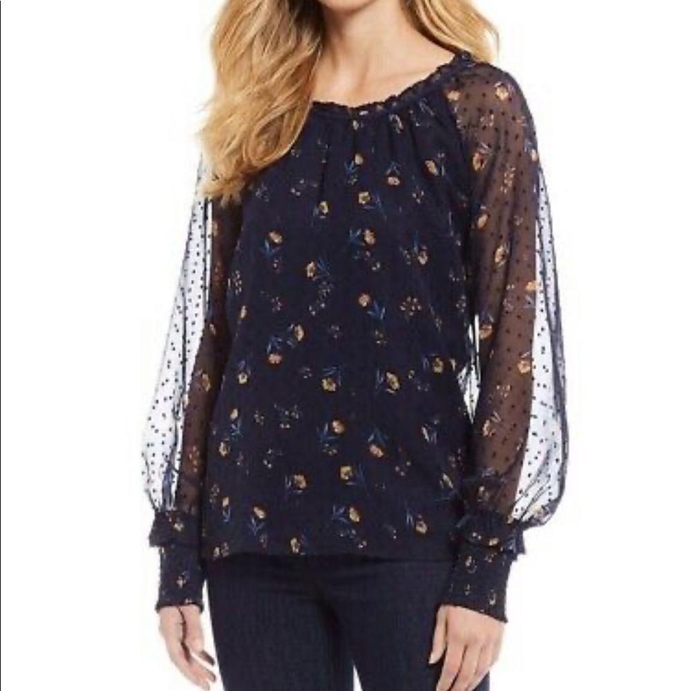 NWT • Draper James “Floral Swiss Dot Smocked Top”